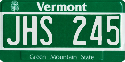 VT license plate JHS245