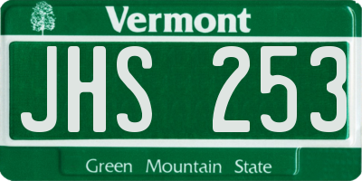 VT license plate JHS253
