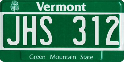 VT license plate JHS312