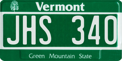 VT license plate JHS340