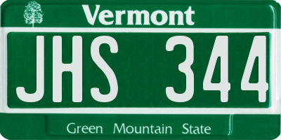 VT license plate JHS344