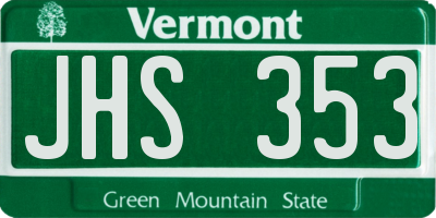 VT license plate JHS353