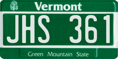 VT license plate JHS361