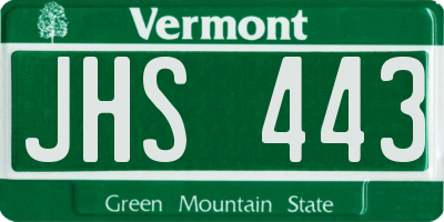 VT license plate JHS443