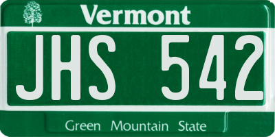 VT license plate JHS542