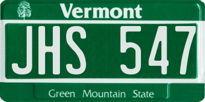 VT license plate JHS547