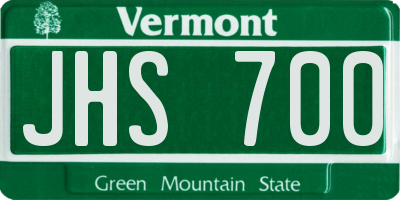 VT license plate JHS700