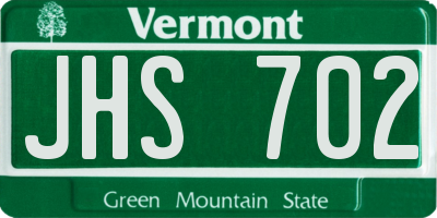 VT license plate JHS702