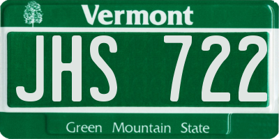 VT license plate JHS722