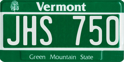 VT license plate JHS750