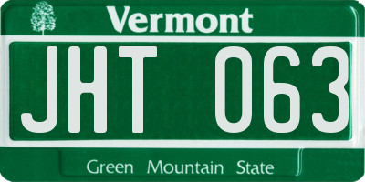 VT license plate JHT063