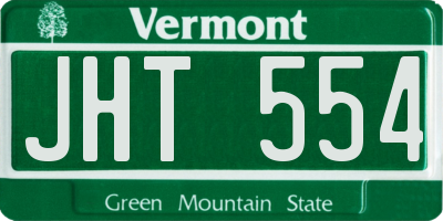 VT license plate JHT554