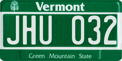 VT license plate JHU032