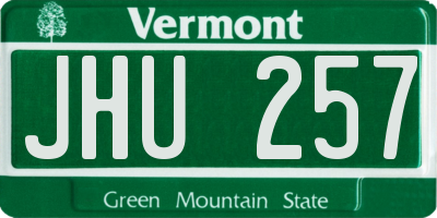 VT license plate JHU257