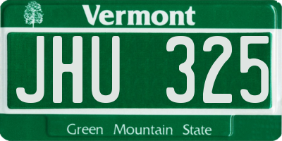 VT license plate JHU325
