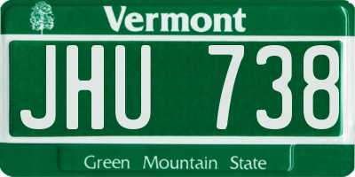 VT license plate JHU738