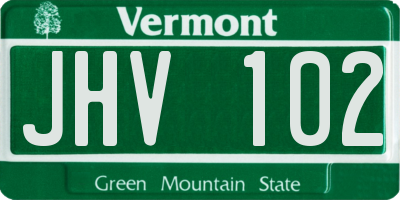 VT license plate JHV102