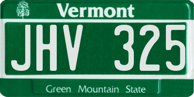 VT license plate JHV325