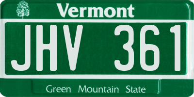 VT license plate JHV361