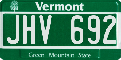 VT license plate JHV692