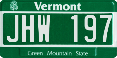 VT license plate JHW197