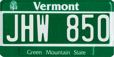 VT license plate JHW850