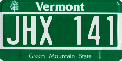 VT license plate JHX141