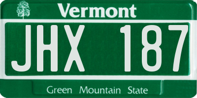 VT license plate JHX187