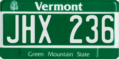 VT license plate JHX236