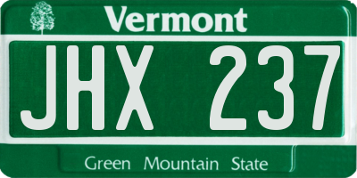 VT license plate JHX237