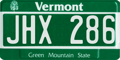 VT license plate JHX286