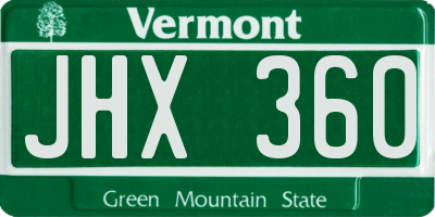VT license plate JHX360