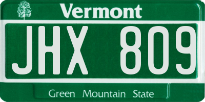VT license plate JHX809