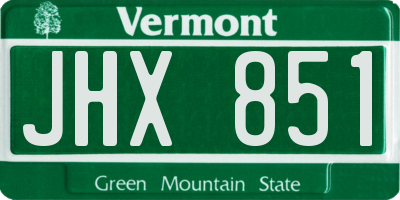 VT license plate JHX851