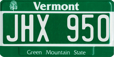 VT license plate JHX950