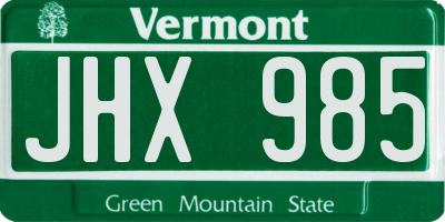VT license plate JHX985