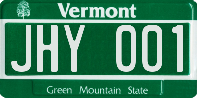 VT license plate JHY001