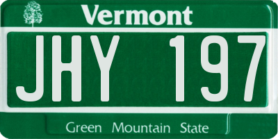 VT license plate JHY197