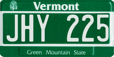 VT license plate JHY225