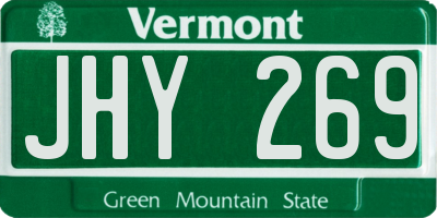 VT license plate JHY269