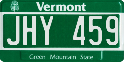 VT license plate JHY459