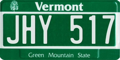 VT license plate JHY517