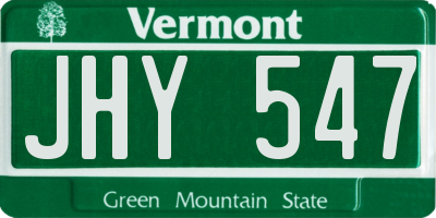 VT license plate JHY547