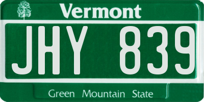 VT license plate JHY839