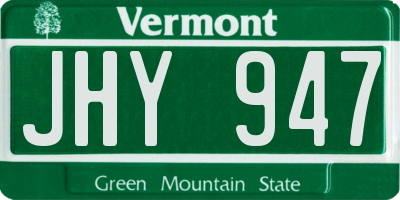 VT license plate JHY947