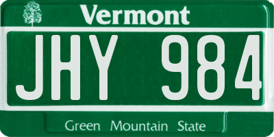 VT license plate JHY984