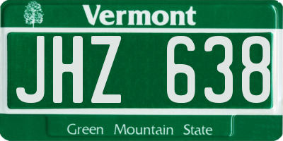VT license plate JHZ638