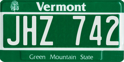 VT license plate JHZ742