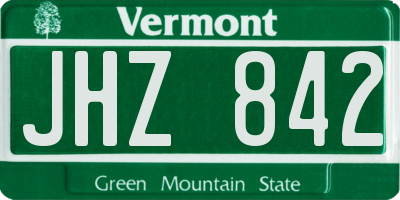 VT license plate JHZ842
