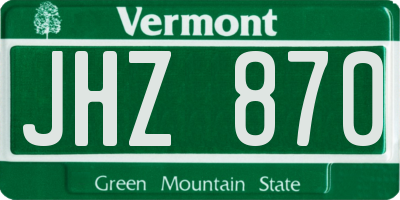 VT license plate JHZ870
